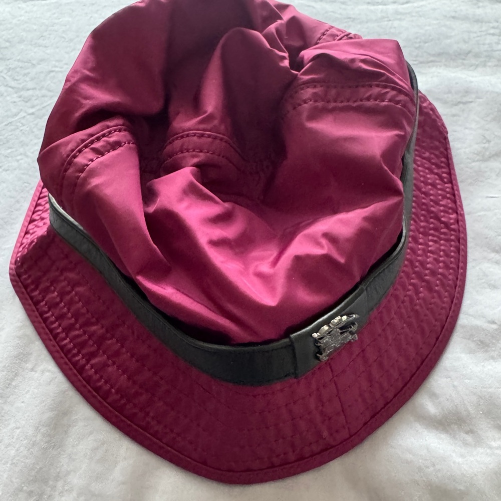 Burberry Magenta Bucket Hat with Black Accent